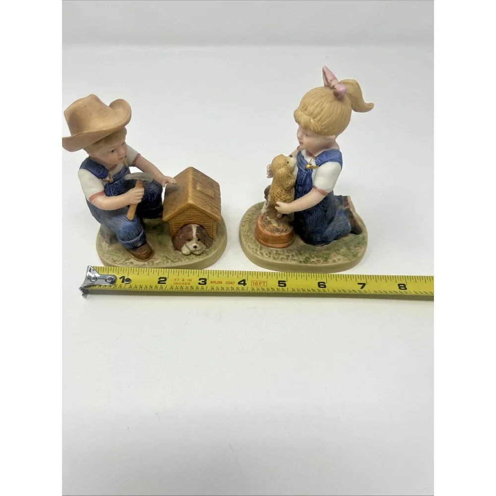 Vintage 1985 HOMCO Denim Days Puppy Love Danny Doghouse & Debbie Puppies